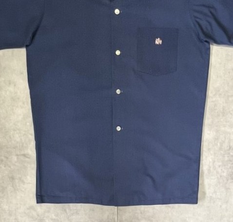 画像: 70'S MANHATTAN 半袖 オープンカラーシャツ ネイビー (VINTAGE)