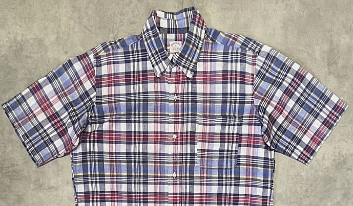 画像: 70'S BROOKS BROTHERS 6ボタン 半袖 マドラスチェック BDシャツ (VINTAGE)