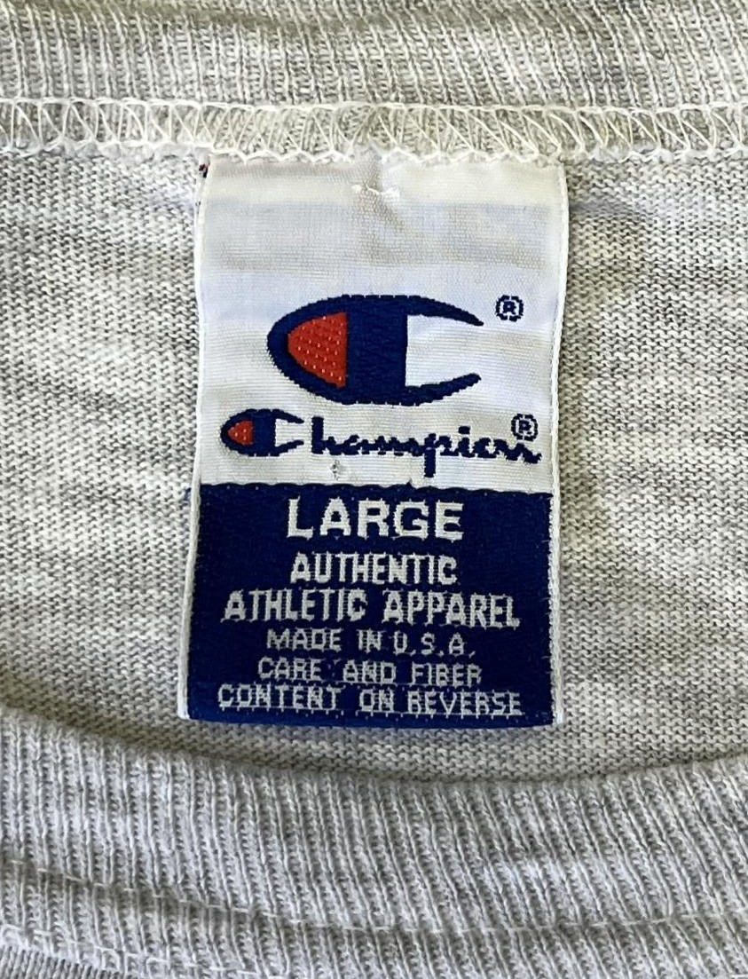 画像2: 90'S CHAMPION 青タグ シングルステッチ 半袖 Tシャツ アッシュグレー USA製 (VINTAGE)