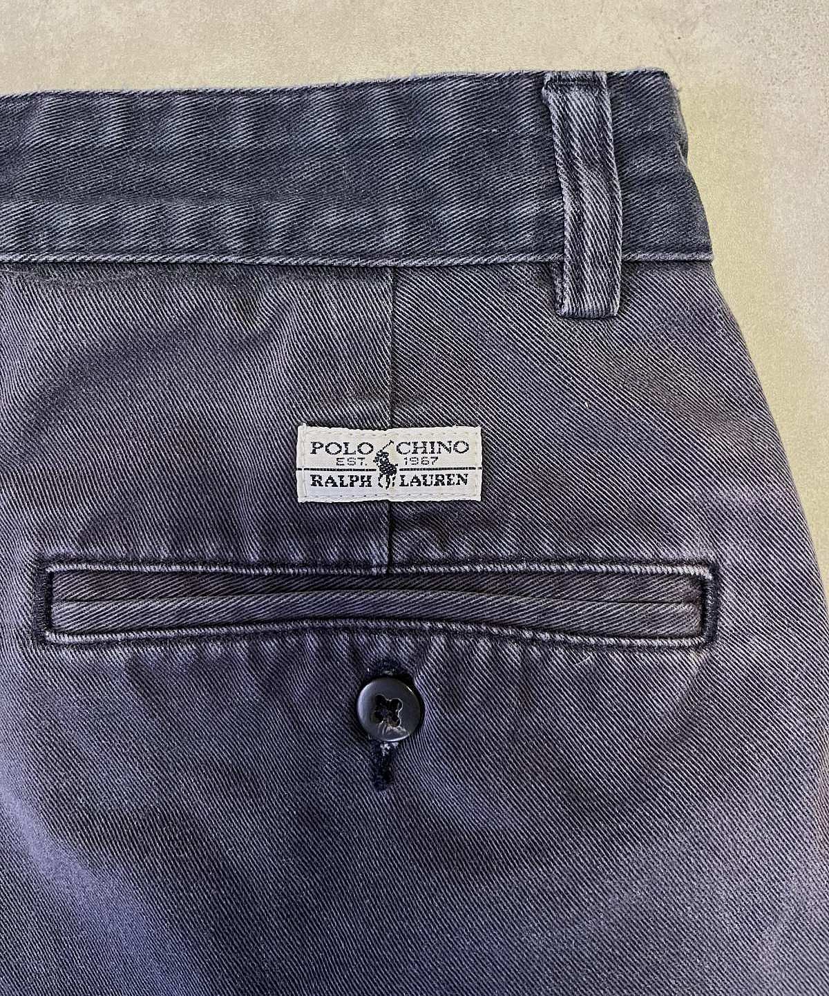 画像5: 90'S RALPH LAUREN "TYLER SHORT" ツープリーツ チノショーツ フェードネイビー (VINTAGE)