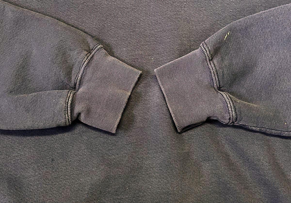 画像: 90'S RUSSELL ATHLETIC "HIGH COTTON" 前V&脇の下ガゼット付き クルーネック スウェットシャツ ナス紺 USA製 (VINTAGE)