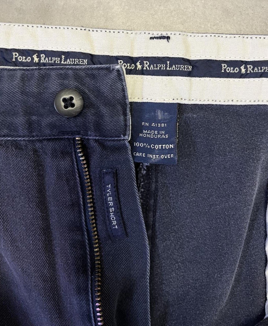 画像2: 90'S RALPH LAUREN "TYLER SHORT" ツープリーツ チノショーツ フェードネイビー (VINTAGE)