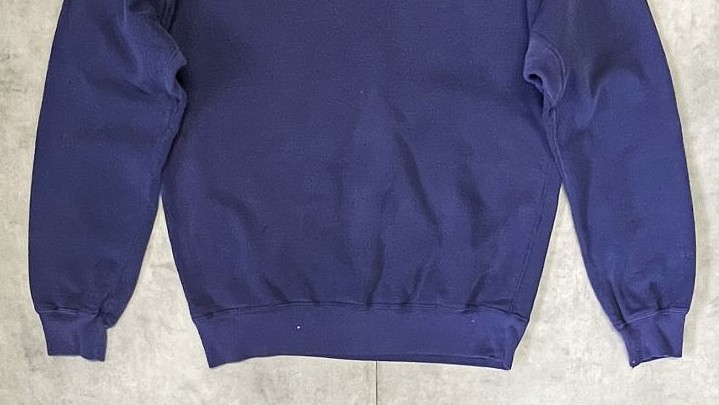 画像: 90'S RUSSELL ATHLETIC "HIGH COTTON" 前V&脇の下ガゼット付き クルーネック スウェットシャツ ナス紺 USA製 (VINTAGE)