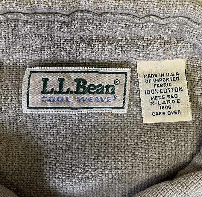 画像2: 90'S LL Bean "COOL WEAVE" コットン 半袖 ボックスシャツ ベージュ USA製 (VINTAGE)