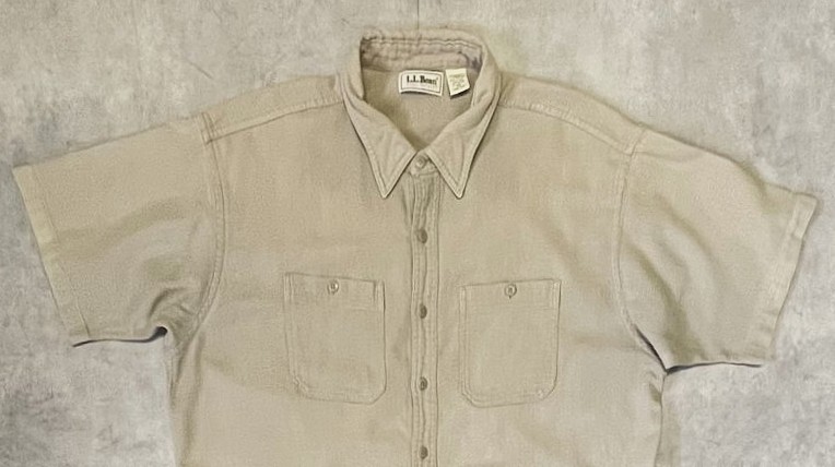 画像: 90'S LL Bean "COOL WEAVE" コットン 半袖 ボックスシャツ ベージュ USA製 (VINTAGE)