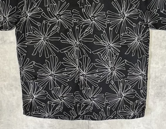 画像: 90'S PERRY ELLIS シルク/リネン 半袖 シャツ ブラック/ホワイト 総柄 (VINTAGE)