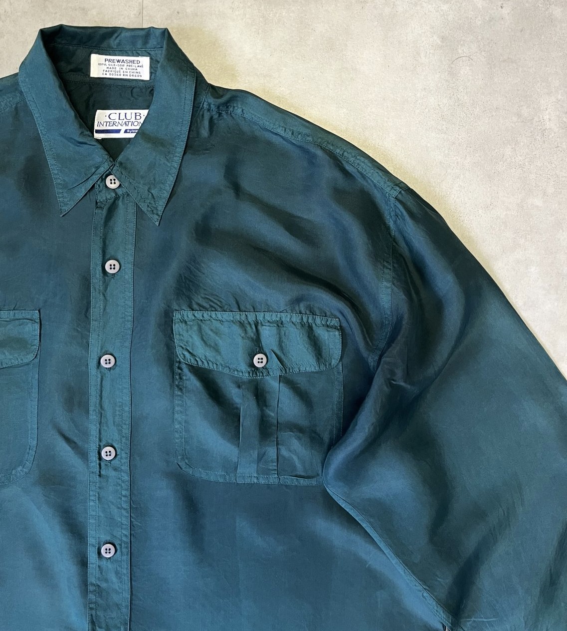 画像3: CLUB INTERNATIONAL シルク100% 長袖 シャツ ダークグリーン (VINTAGE)