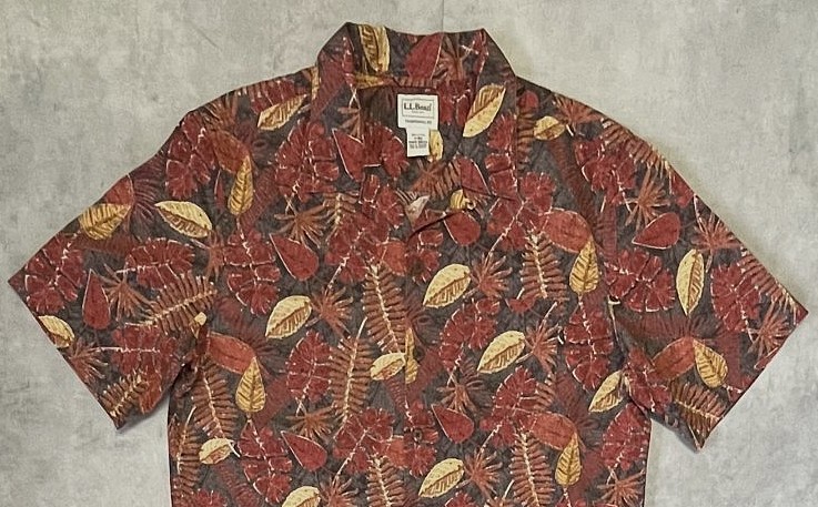 画像: 00'S LL Bean コットン 半袖 オープンカラーシャツ 総柄 (VINTAGE)