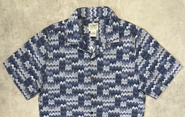 画像: 00'S LL Bean コットン 半袖 オープンカラーシャツ 総柄 (VINTAGE)