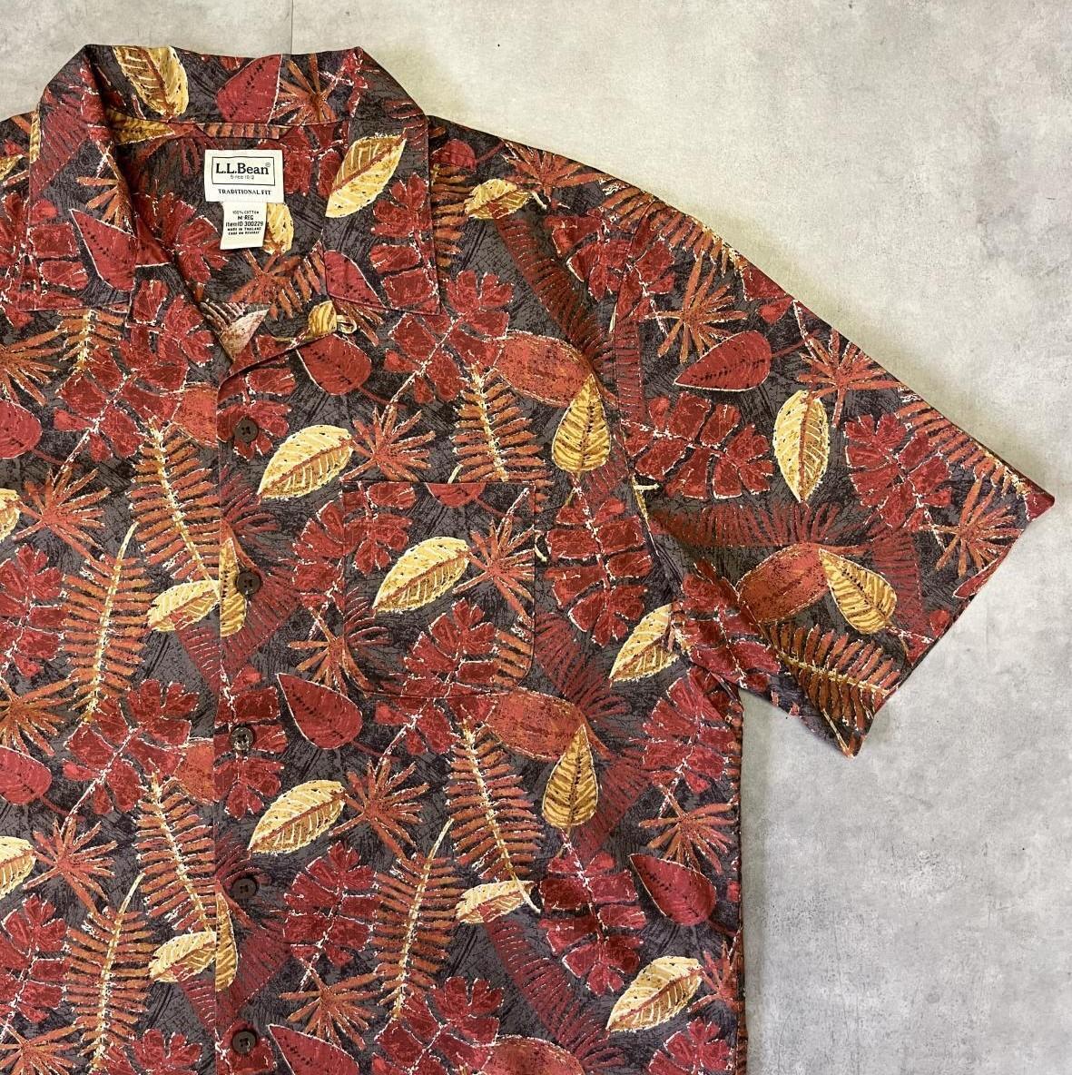 画像3: 00'S LL Bean コットン 半袖 オープンカラーシャツ 総柄 (VINTAGE)