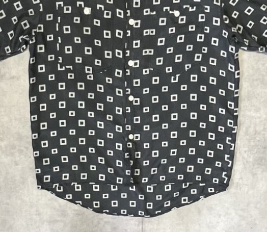 画像: AVANTI シルク100% 半袖 シャツ チャコール/ホワイト 総柄 (VINTAGE)