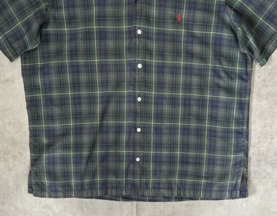 画像: 90'S RALPH LAUREN コットン 半袖 オープンカラーシャツ チェック柄 (VINTAGE)