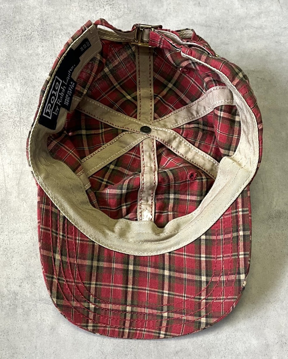 画像5: 90'S RALPH LAUREN ロゴ刺繍 ベースボールキャップ チェック柄 USA製 (VINTAGE)