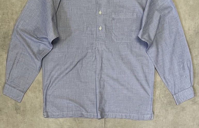 画像: 90'S RALPH LAUREN "CLARENCE SPORT" 刷毛目ポプリン 長袖 プルオーバーボックスシャツ ブルー (VINTAGE)