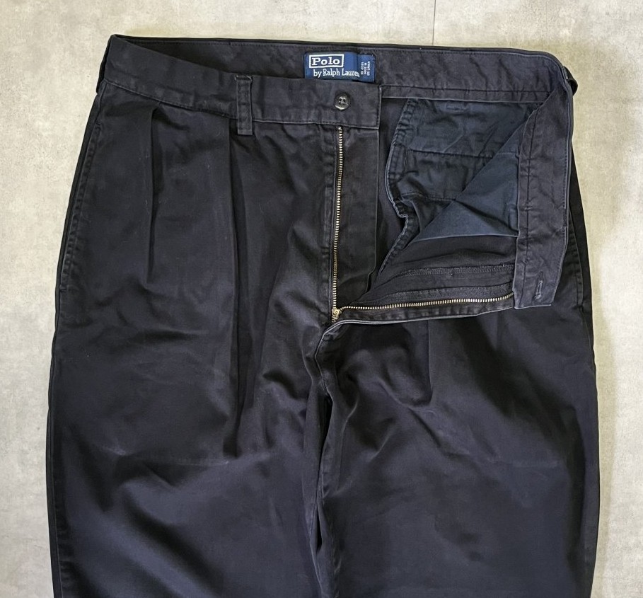 画像: 90'S RALPH LAUREN "ANDREW PANT" ツープリーツ チノパンツ ブラック W35L30 (VINTAGE)