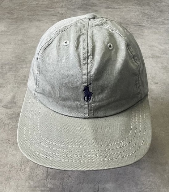 画像2: 90'S RALPH LAUREN ロゴ刺繍 ベースボールキャップ カーキ USA製 (VINTAGE)