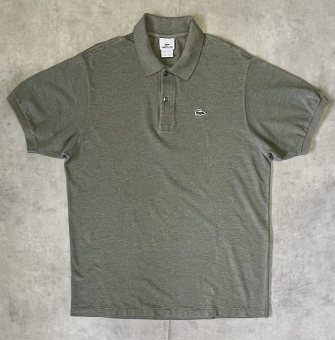 画像1: 90'S CHEMISE LACOSTE ポロシャツ ヘザーオリーブ フランス製 (VINTAGE)