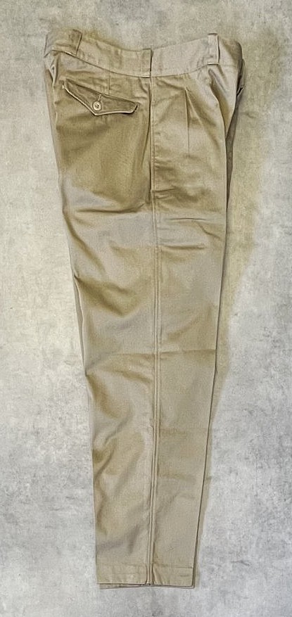 画像3: 50'S フランス軍 M52 ボタンフライ プリーツ入り チノパンツ ベージュ 23 (VINTAGE)