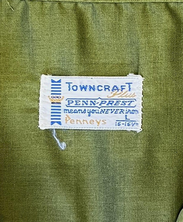 画像2: 60'S TOWNCRAFT "PENN-PREST" オープンカラーシャツ オリーブ (VINTAGE)