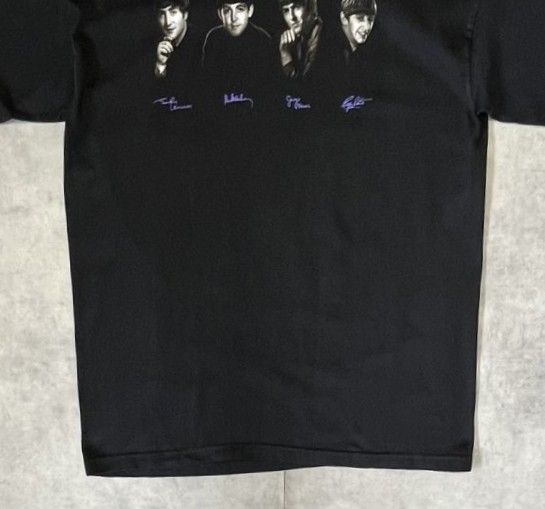 画像: 90'S THE BEATLES 袖プリント入り 半袖 Tシャツ ブラック USA製 (VINTAGE)
