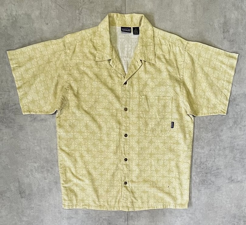 画像1: 90'S PATAGONIA オーガニックコットン 半袖 ACシャツ 総柄 香港製 (VINTAGE)