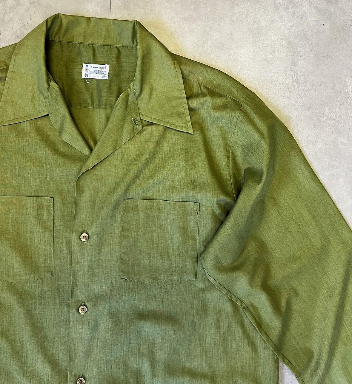 画像: 60'S TOWNCRAFT "PENN-PREST" オープンカラーシャツ オリーブ (VINTAGE)