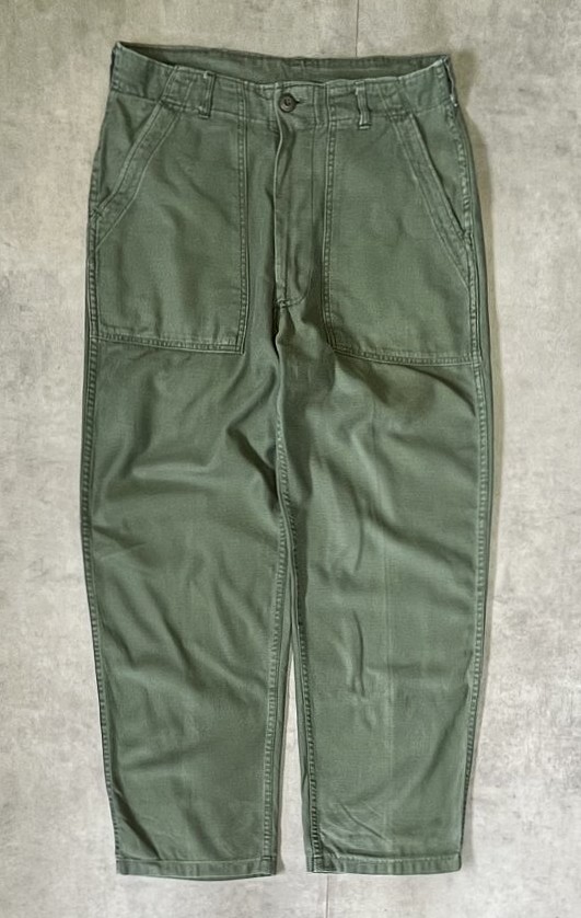 画像1: 60'S アメリカ軍 US ARMY "OG107" コットンサテン ベイカーパンツ WALDESジップ ミリタリーグリーン (VINTAGE)