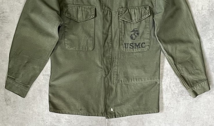 画像: 50'S アメリカ軍 USMC "P-58" ステンシル入り コットンサテン ユーティリティシャツ (VINTAGE)