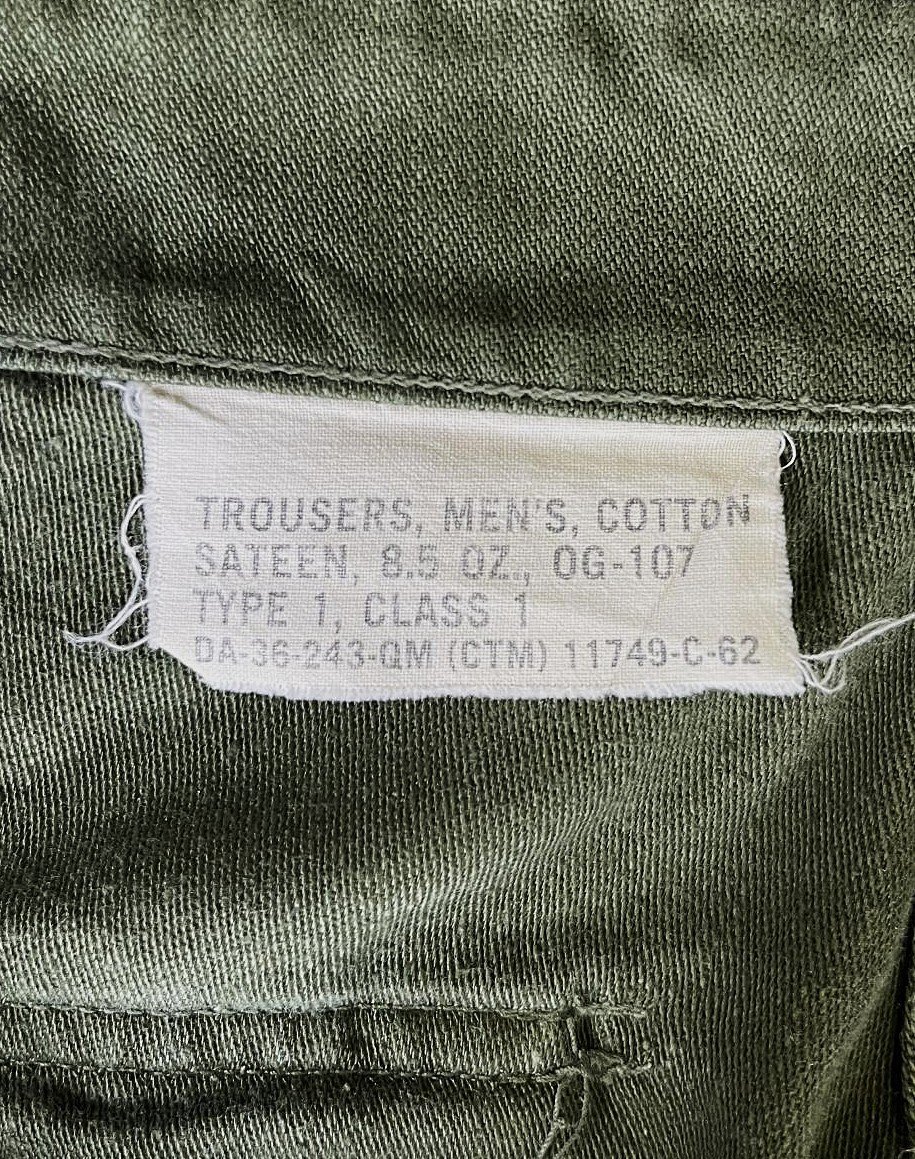 画像2: 60'S アメリカ軍 US ARMY "OG107" 初期モデル コットンサテン 平ボタン ベイカーパンツ (VINTAGE)