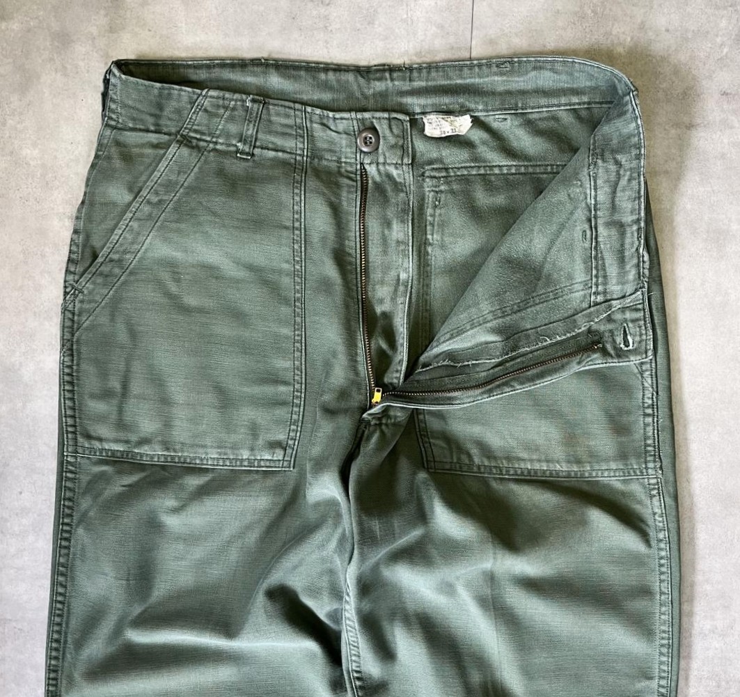 画像: 60'S アメリカ軍 US ARMY "OG107" コットンサテン ベイカーパンツ WALDESジップ ミリタリーグリーン (VINTAGE)