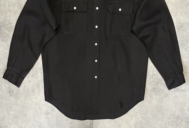 画像: 90'S RALPH LAUREN "WHITFIELD" ロゴ無し フラップポケット リネンシャツ ブラック (MINT CONDITION)