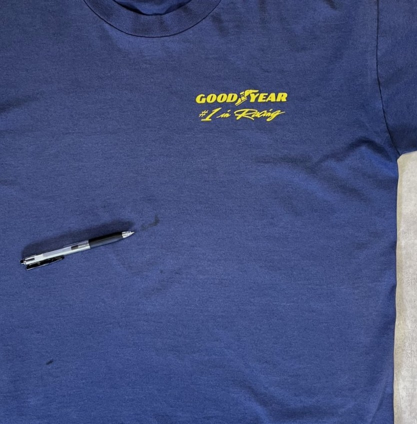 画像6: 90'S GOOD YEAR シングルステッチ 両面プリント 半袖 Tシャツ フェードネイビー カナダ製 (VINTAGE)