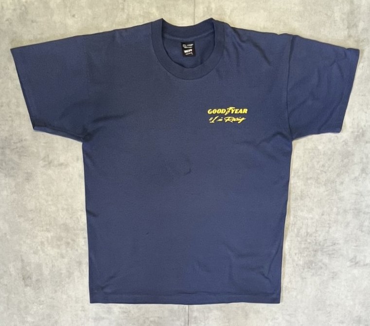 画像1: 90'S GOOD YEAR シングルステッチ 両面プリント 半袖 Tシャツ フェードネイビー カナダ製 (VINTAGE)