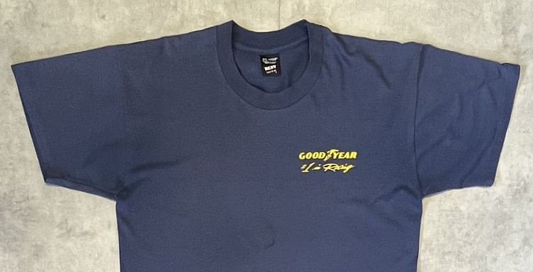 画像: 90'S GOOD YEAR シングルステッチ 両面プリント 半袖 Tシャツ フェードネイビー カナダ製 (VINTAGE)