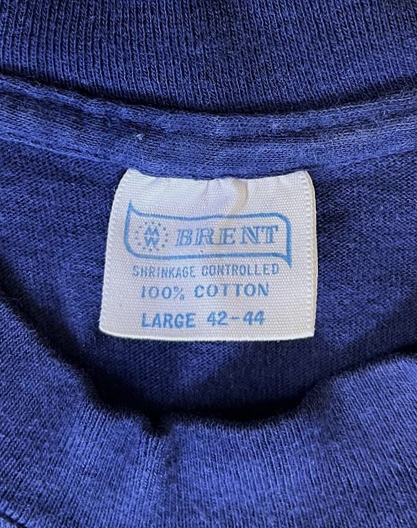 画像2: 70'S BRENT シングルステッチ 耳付きポケット 半袖 Tシャツ ネイビー (VINTAGE)