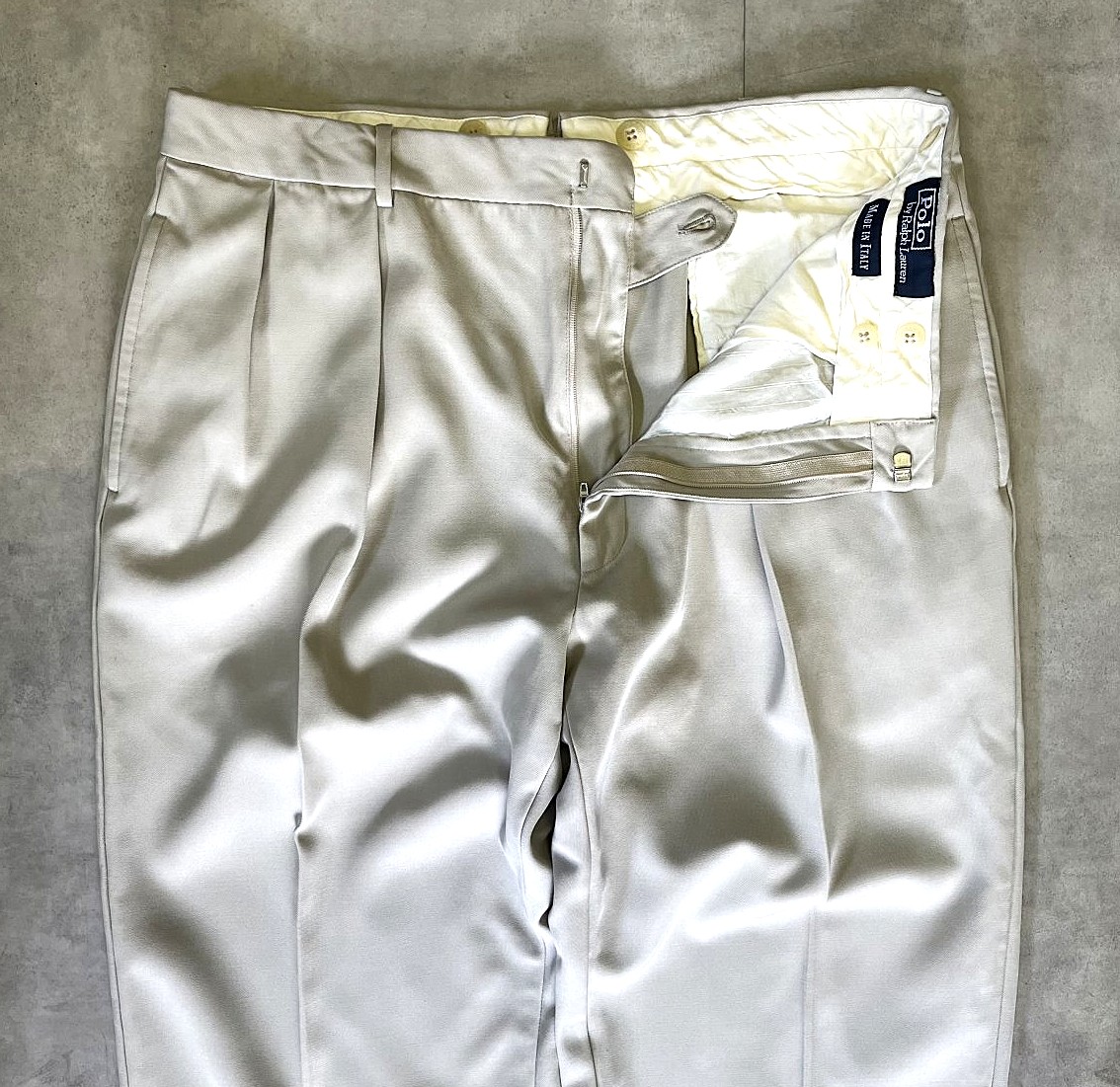 画像: 90'S RALPH LAUREN ツータック トロピカルウールパンツ ライトベージュ イタリア製 (VINTAGE)