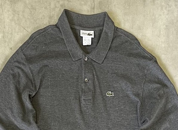 画像: 80'S CHEMISE LACOSTE 長袖 ポロシャツ ダークグレーヘザー フランス製 (VINTAGE)
