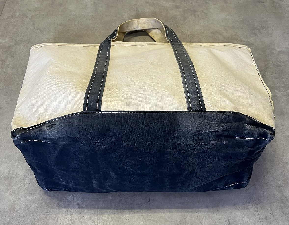 画像: 80'S LL Bean 2色タグ キャンバス トートバッグ ネイビー/オフホワイト USA製 (VINTAGE)