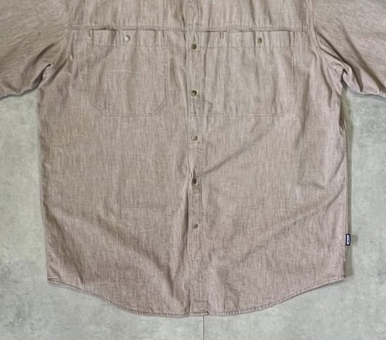 画像: 90'S PATAGONIA  スナップボタン 半袖 シャンブレーシャツ ライトブラウン 香港製 (VINTAGE)