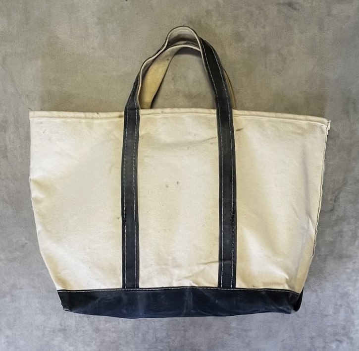 画像4: 80'S LL Bean 2色タグ キャンバス トートバッグ ネイビー/オフホワイト USA製 (VINTAGE)