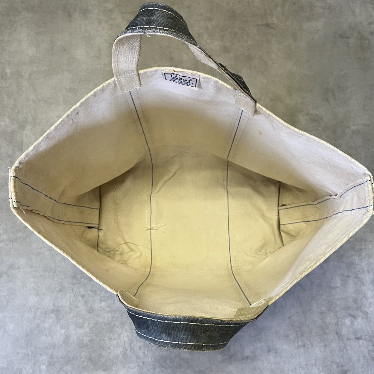 画像: 80'S LL Bean 2色タグ キャンバス トートバッグ ネイビー/オフホワイト USA製 (VINTAGE)