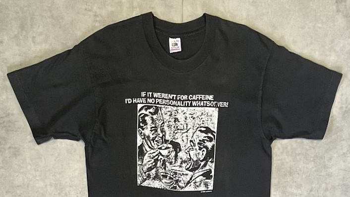 画像: 90'S CAFFEINE シングルステッチ 半袖 Tシャツ ブラック USA製 (VINTAGE)