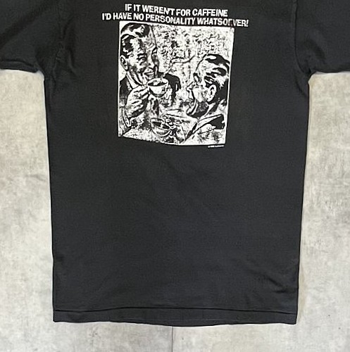 画像: 90'S CAFFEINE シングルステッチ 半袖 Tシャツ ブラック USA製 (VINTAGE)