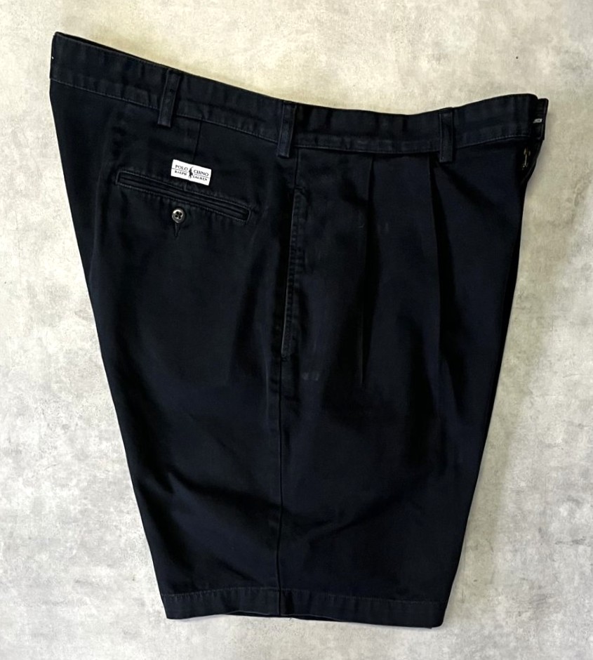 画像4: 90'S RALPH LAUREN "TYLER SHORT" ツープリーツ チノショーツ ブラック (VINTAGE)