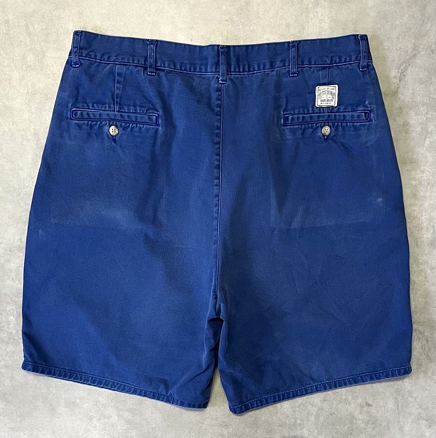 画像5: 90'S RALPH LAUREN "ボックスロゴ" ツープリーツ チノショーツ ダークブルー (VINTAGE)