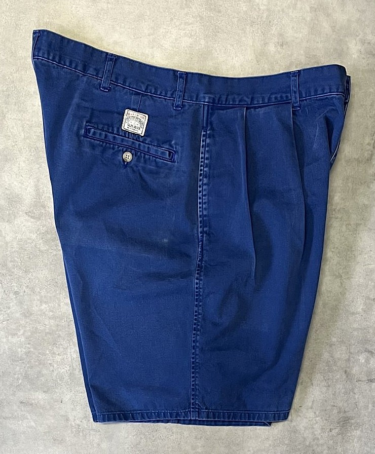画像4: 90'S RALPH LAUREN "ボックスロゴ" ツープリーツ チノショーツ ダークブルー (VINTAGE)