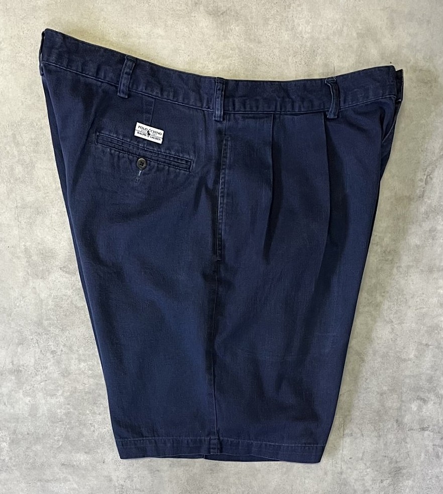 画像4: 90'S RALPH LAUREN ツープリーツ チノショーツ ネイビー (VINTAGE)