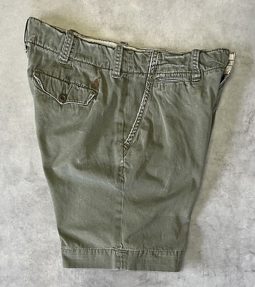 画像4: 90'S RALPH LAUREN ノープリーツ ミリタリーチノショーツ オリーブ (VINTAGE)