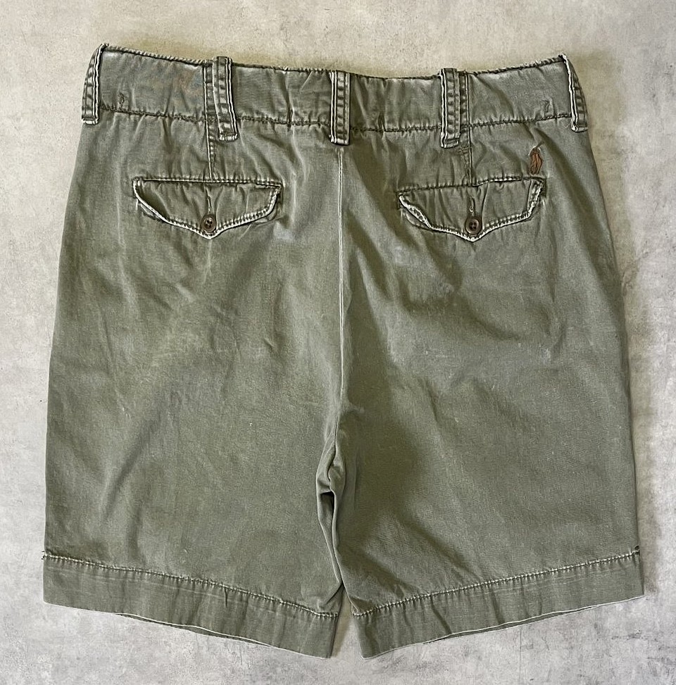 画像5: 90'S RALPH LAUREN ノープリーツ ミリタリーチノショーツ オリーブ (VINTAGE)