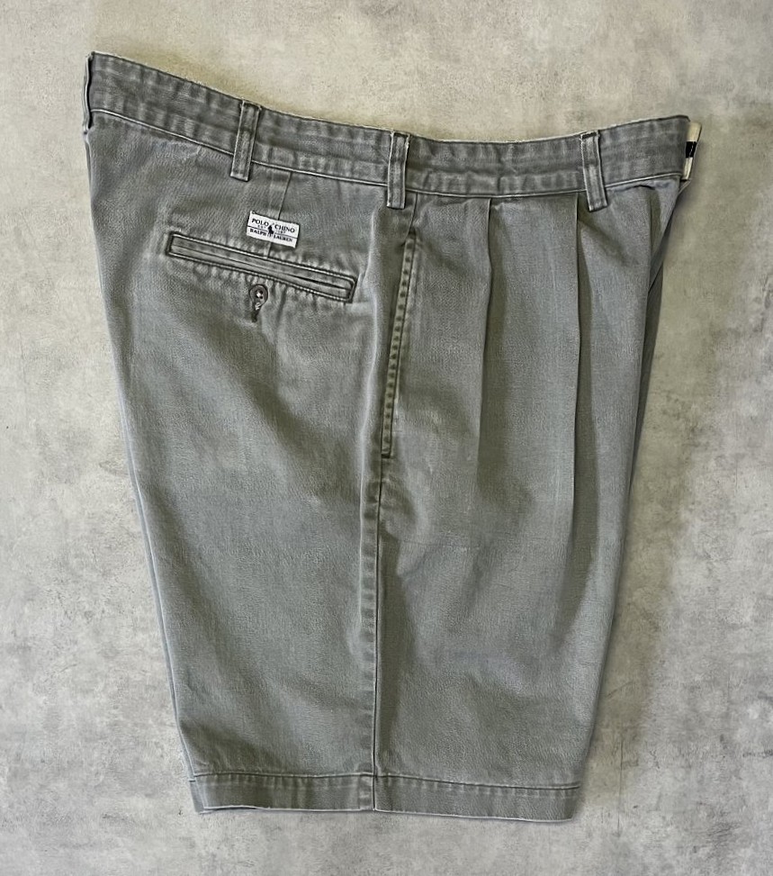 画像4: 90'S RALPH LAUREN "TYLER SHORT" ツープリーツ チノショーツ カーキ (VINTAGE)